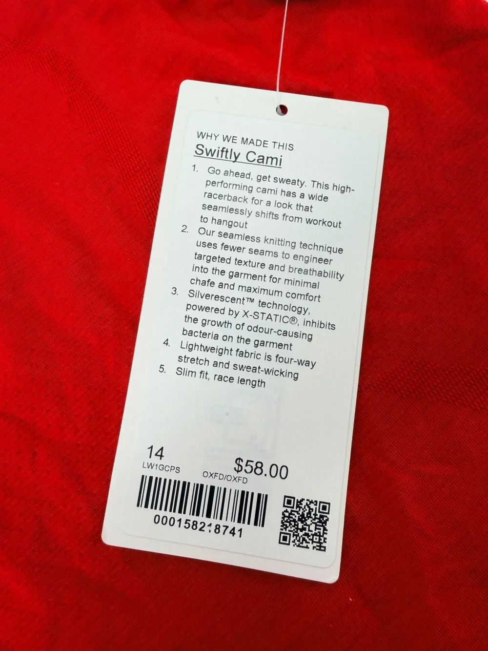 Lululemon Swiftly Cami Tank Top Oxford Red 14 NEW - Picture 5 of 6